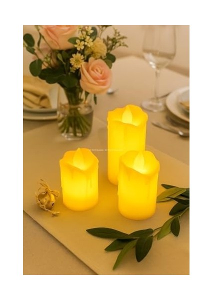 3’lü Farklı Boylarda LED Mum Işık Dekoratif Elektronik Mum Seti Kokusu Olmayan Enerji Tasarruflu Gece Lambası Ev Dekorasyonu Için modelleri
