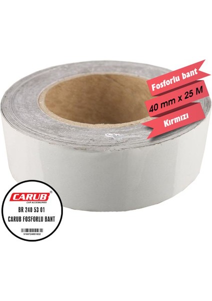 carub fosforlu bant beyaz 4 cm x 25 mt
