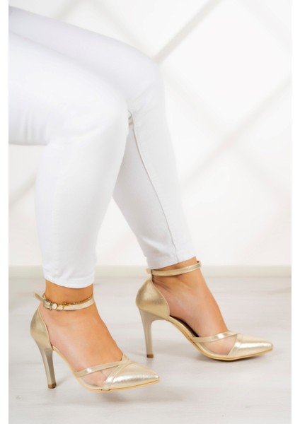 Liana Dore Fileli Sivri Burun Klasik İnce Topuklu Ayakkabı