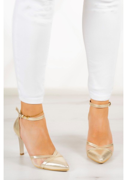 Liana Dore Fileli Sivri Burun Klasik İnce Topuklu Ayakkabı