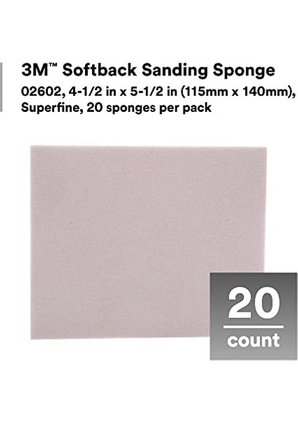 Softback Zımpara Süngeri 02602, 4 1/2 x 5 1/2", 20&apos;li Paket, Süper Ince Kumlu, Hızlı Kesme modelleri