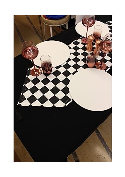 Beyaz Büyük Kare Desenli Baskılı Runner Servis 40X150 cm fiyatları