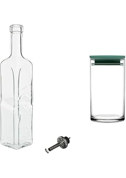 Cam Yağlık Sirkelik + Breakfast Saklama Kavanozu - 750 cc - 2&apos;li - Yeşil Kapak