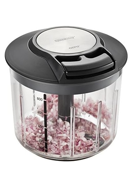 Gefu Speedwing 13600 Parçalayıcı, Sebze Veya Meyve Için Manuel Mikser, Paslanmaz Çelik, Hazneli