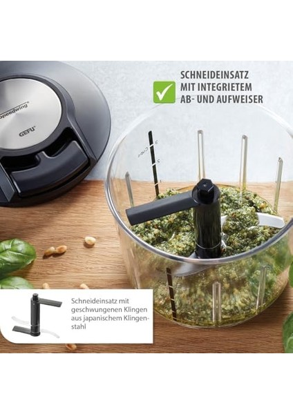 Gefu Speedwing 13600 Parçalayıcı, Sebze Veya Meyve Için Manuel Mikser, Paslanmaz Çelik, Hazneli modelleri