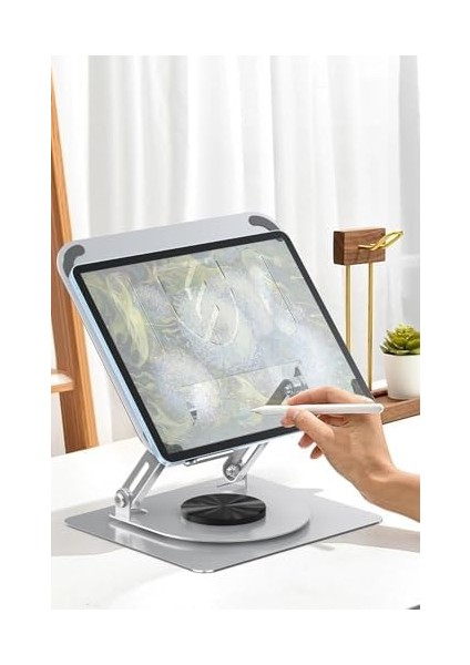 360 Derece Dönebilir Laptop ve Tablet Standı – Paslanmaz Çelik, Ayarlanabilir Yükseklik, Katlanabilir Masaüstü Bilgisayar Standı, iPad ve MacBook Uyumlu Ergonomik Raf-Dizüstü Pc (Laptop Standı) modelleri
