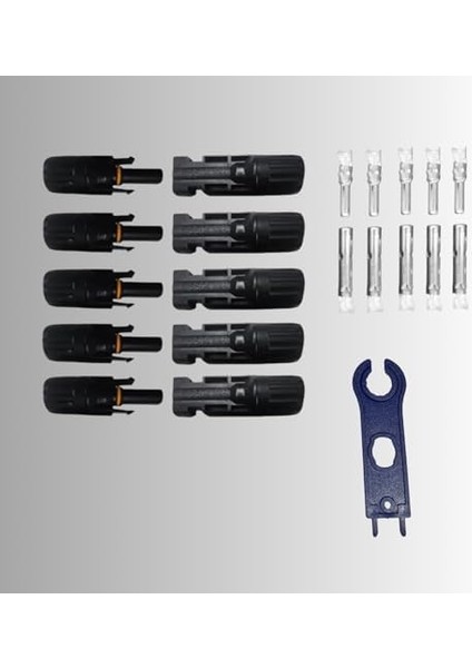 Güneş Paneli Konnektör Seti 1000V 30A, IP67, UL-94V0, Ce; Beş Çift Konnektor Seti ile Bir Adet Plastik Anahtar Içerir. (5)