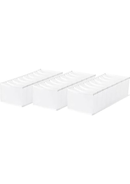 3&apos;lü 8 Bölmeli Beyaz Renk File Çekmece Içi Düzenleyici Set