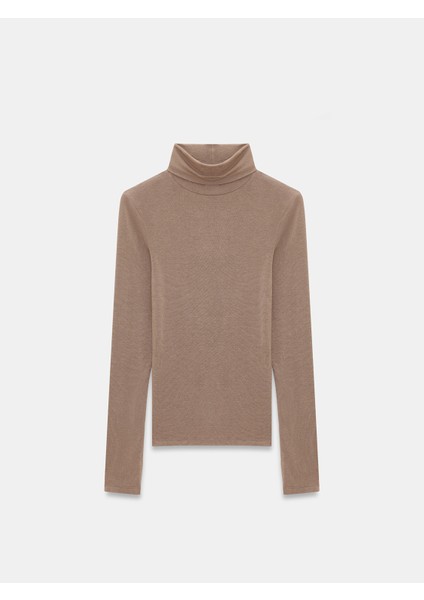 32253 Yün Karışımlı Balıkçı Yaka Top-Vizon