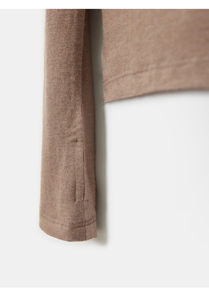 32253 Yün Karışımlı Balıkçı Yaka Top-Vizon