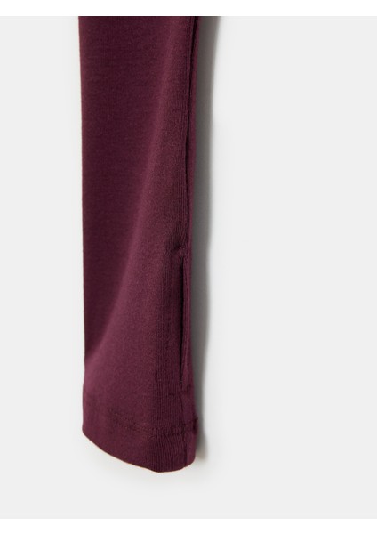 32319 Modal Karışımlı Uzun Kollu Top-Bordo