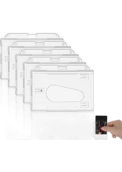 Kart Koruyucu, 5&apos;li Paket Şeffaf Id Kart Kılıfı, Başparmak Yuvası ve Zincir Delikli Sert Plastik Rozet Kılıfı, Standart Kartlar ve Spor Kartları Için Yatay Kredi Kartı Koruyucu