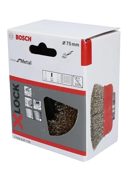 Professional 1 x Dalgalı Tencere Fırçası Clean (Metal, X-Lock, Ø 75 Mm, Tel Kalınlığı 0,3 Mm, Çap 115 Mm, Açılı Taşlama Makinesi Aksesuarı)