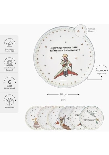 Küçük Prens Yeni 20 cm 6 Parça Seramik Pasta Seti