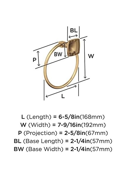 BH36092CZ | Şampanya Bronz Havlu Halkası | 7-9/16 Inç (192 Mm) Uzunluk | Banyo Duvarı Için El Havluluk | Küçük Mutfak ve Banyo Aksesuarları modelleri