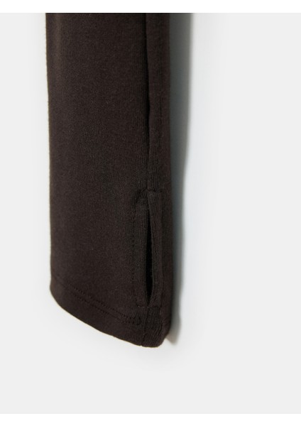 32319 Modal Karışımlı Uzun Kollu Top-Koyu Kahve