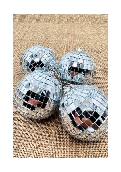 Yılbaşı Çam Ağacı Süsü Aynalı Disko Topu 8 cm 4 Lü modelleri