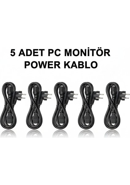 5 Adet Pc Kasa Monitör Güç Kablosu Power Kablo 1,5 mt