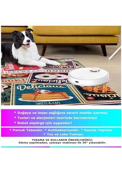 Dizayn Krizan Desenli Pamuk Tabanlı Yıkanabilen Kaydırmaz Antibakteriyel Salon Halısı 80X150 modelleri