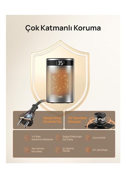 Dreo Atom 416 Seramik Isıtıcı – 1500W, 2sn Hızlı Isıtma, 1-12 Saat Zamanlama, 34DB Fısıltı Sessizliği, 5-35 °c Ayarlanabilir Sıcaklık