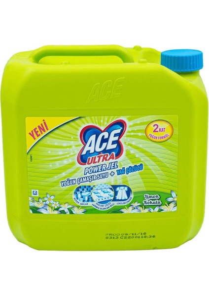 Ace Ultra Power Jel Limon Bahçesi Yoğun Çamaşır Suyu + Yağ Çözücü (3 Kg)