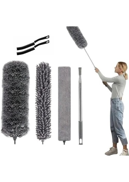 3&apos;lü Teleskopik Toz Alma Seti + 2 Adet Detay Fırçası | Uzatılabilir Saplı Tavan, Avize, Klima, Raf ve Köşe Temizlik Mopu | Mikrofiber ve Chenille Başlıklı Toz Alıcı Temizlik Aparatı fiyatları