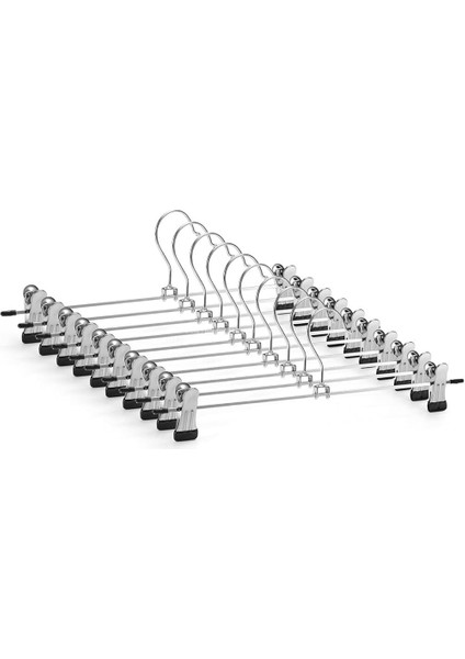 10&apos;lu Paket Metal Etek Pantolon Askısı, Kaydırılabilir Kaydırmaz Klipsli Mandallı Askı, Parlak Krom Kaplama Ince Tasarım, Dolap Içi Düzenleyici, Yer Tasarruflu Organizer (40 Cm) modelleri