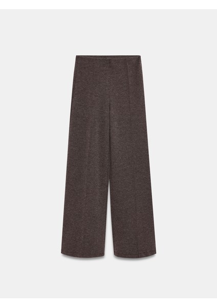 71934 Dikiş Detaylı Geniş Paça Pantolon-Kahve M.