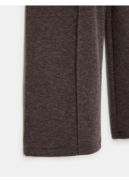 71934 Dikiş Detaylı Geniş Paça Pantolon-Kahve M.