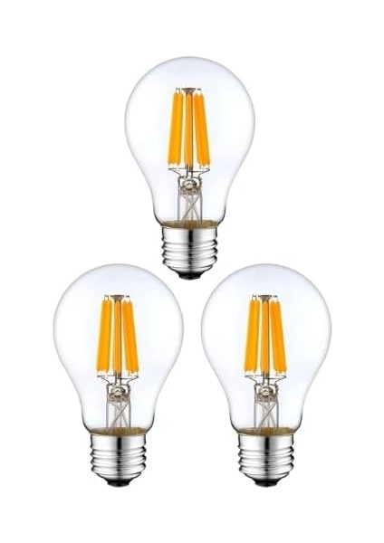 Rustik 4W A60 LED Filament Ampul E27 Sarı Işık Dekoratif Aydınlatma (3, Şeffaf Cam) modelleri