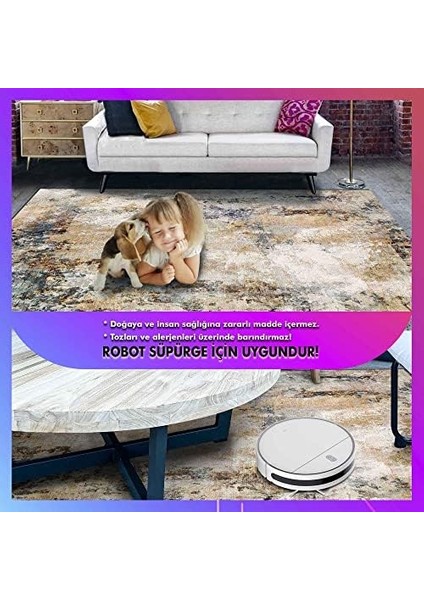 Dizayn Maddox Desenli Pamuk Tabanlı Yıkanabilen Kaydırmaz Antibakteriyel Salon Halısı 120X180 modelleri