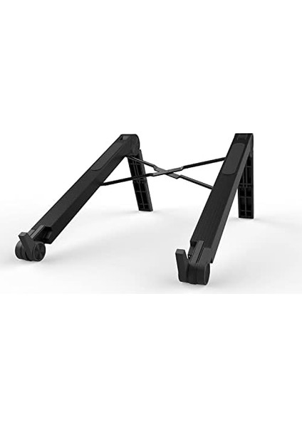 Laptop Standı Yükseltici Katlanabilir 3 Kademe Abs Hafif Taşınabilir Notebook MacBook Tablet iPad Uyumlu Kaymaz Silikon Ayaklı Ergonomik Masaüstü Stand Siyah