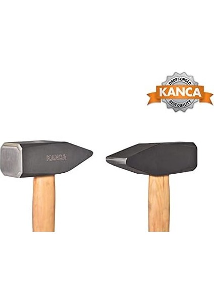 Kanca Özel Isıl Işlemli Ergonomik Ahşap Saplı Dövme Çelik Çekiçi, 1000GR