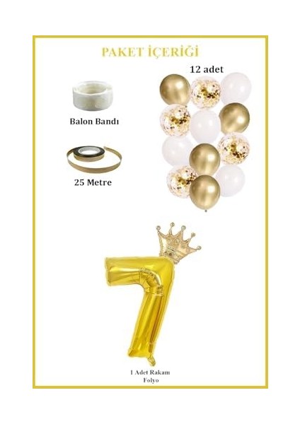 7 Rakam Folyo Balon, Kral Tacı ve Konfetili Balon fiyatları