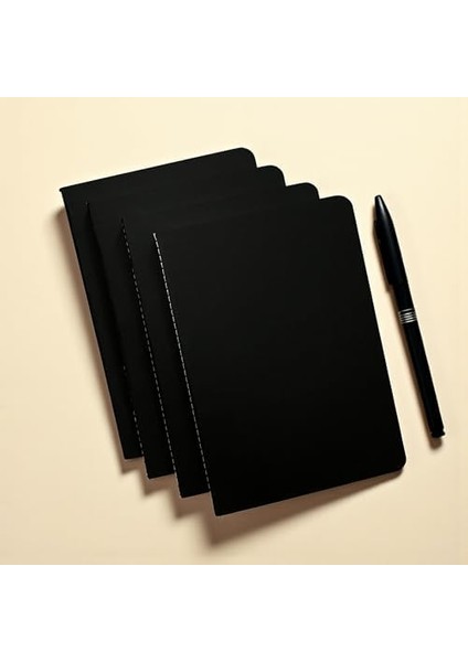 4 Adet Çizgili Terzi Dikişli Not Defteri, A5 Boyut, 40 Yaprak Planlama, Ofis Için Ideal (Siyah Kapak Tasarımı) fiyatları