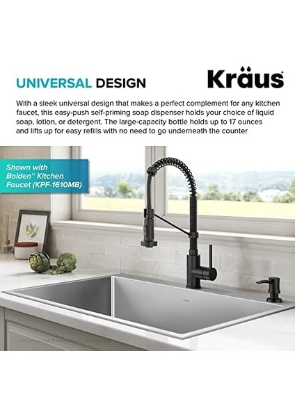 Kraus Mutfak Sabunu ve Losyon Dispenseri Mat Siyah, KSD-54MB modelleri