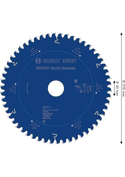 Professional Dairesel Testere Bıçağı Expert Için Çok Aşamalı Malzeme, 210 x 30 x 2.4 Mm, 54, 2608642492