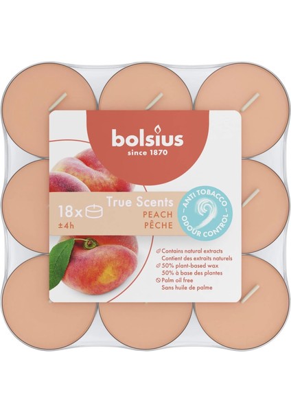 Kokulu Tealight Mum, Şeftali Kokulu, Kırmızı Renkli, 18&apos;li Paket, 4 Saatlik Uzun Yanma Süresi - Ev Mumu - Iç Dekorasyon - Doğal Özler - Doğal Vegan Içerir - Yağı Içermez