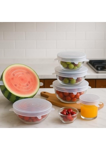 Pratik Silikon Streç Kapak Seti 6’lı – Sızdırmaz, Esnek, Tekrar Kullanılabilir Kapaklar | Tüm Kaplara Uyumlu | Sızıntı Geçirmez, Bulaşık Makinesi & Mikrodalga Uyumlu fiyatları