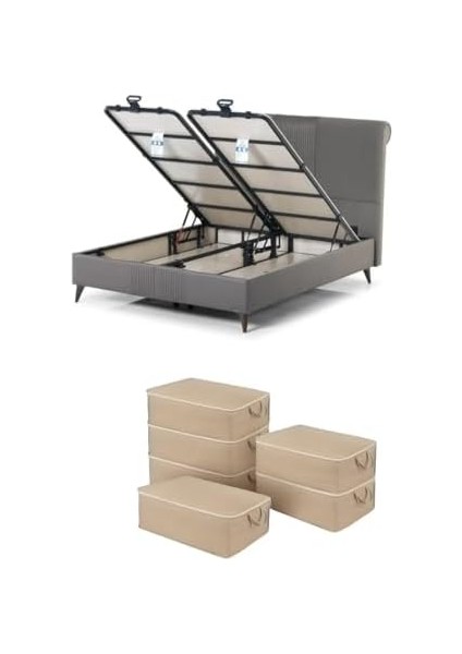 6 Adet Büyük Boy Yatak Altı Çok Amaçlı Hurç 64 x 45 x 22 cm (Kahverengi) fiyatları