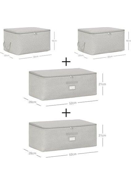 4&apos;lü Gri Hurç Set 2 Adet 30 x 22 x 18/2 Adet 52 x 28 x 21 cm fiyatları