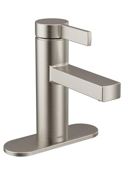 Beric Spot Dirençli Nikel Modern Tek Kolu Tek Delikli Banyo Bataryası Drenaj Düzeneği ve Banyo Lavabonuz Için Isteğe Bağlı Deckplate Ile, 84774SRN modelleri