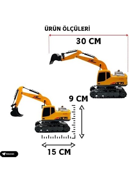 Uzaktan Kumandalı Metal Başlıklı Full Fonksiyon Şarjlı 360° Dönen Kepçe Ekskavatör LED Işıklı