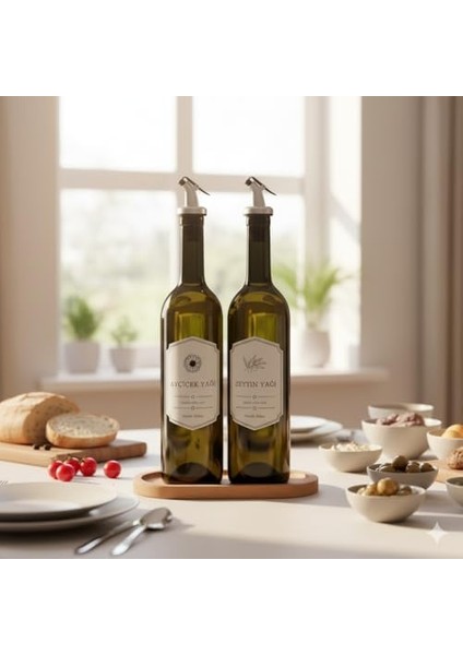 Ahşap Stantlı 2’li 750 ml Zeytinyağı ve Sıvı Yağ Şişesi Seti – Sızdırmaz, Damlatmaz Yağdanlık Takımı, Cam Şişe ve Ahşap Tabanlı Yağlık Seti modelleri