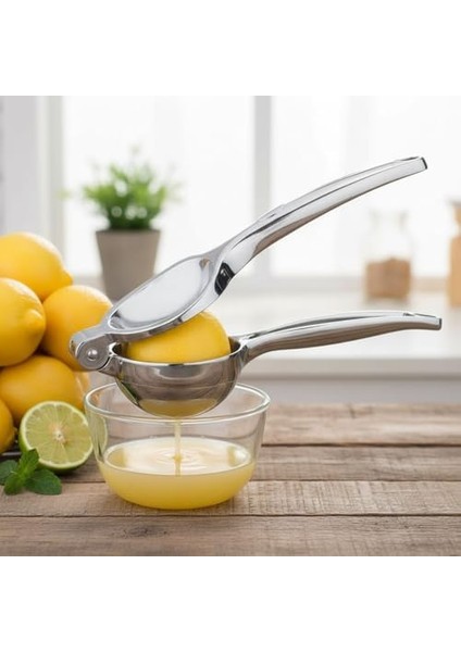 Profesyonel Paslanmaz Çelik Limon Sıkacağı, Manuel Narenciye ve Limon Presi, Ergonomik Kollu, Kolay Yıkanabilir, Büyük Boy (24 Cm) fiyatları