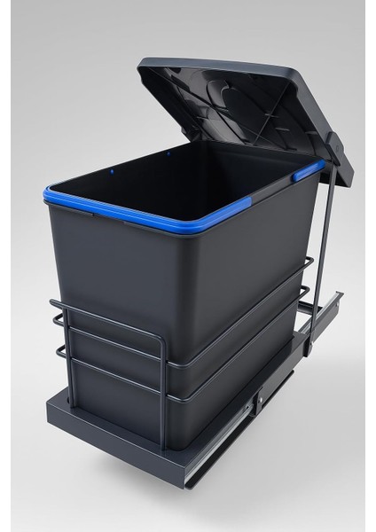 Cassone 24, Dolap Içi Teleskopik Raylı Antrasit Çöp Kovası 24 Litre, Minimum Kapak Genişliği 40 Cm. fiyatları