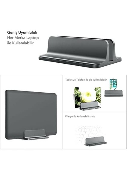 Idock N17 Dikey Genişliği Ayarlı Laptop Standı Space Gray modelleri