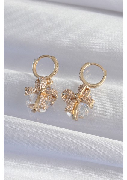 Pirinç Renk Iri Zirkon Taşlı Fiyonk Halka Küpe - TJ-BKP9313 fiyatları