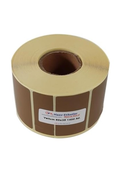 Etiket 60MM x 35MM 1400 Adet Kahverengi Zemin Baskılı