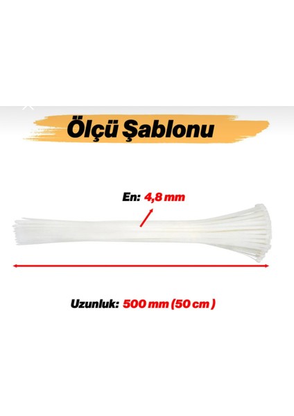 Plastik Cırt Kelepçe 4.8X500 mm Kablo Bağı Beyaz (100 Adet) fiyatları